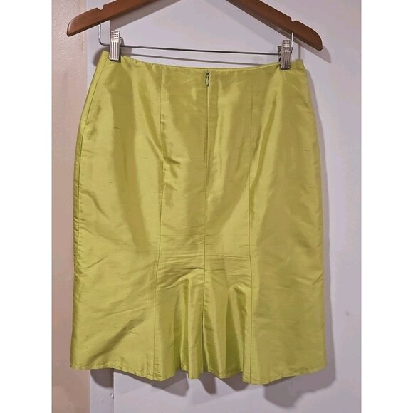 Vintage Louben 100% Silk Skirt Sz8 Yellow Green Career Office Business Old Money - Picture 2 of 7
